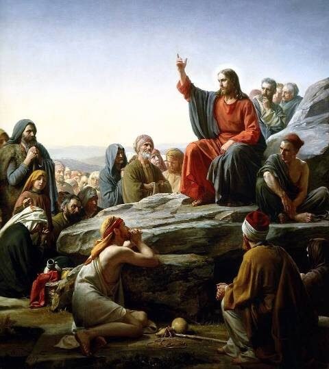 Gesù insegna alla folla nel Discorso della montagna, dipinto di Carl Bloch